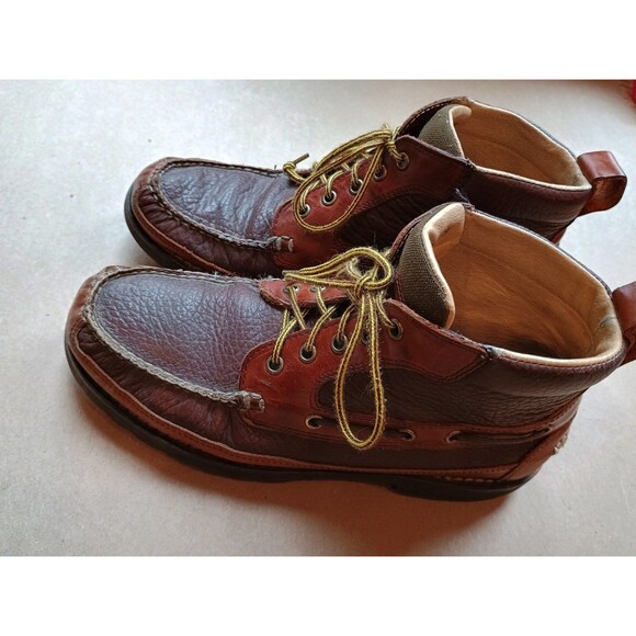 LL Bean Chukka Allagash Bison Brown Leather Moc Toe Boots Men\'s Size 9 main image 4